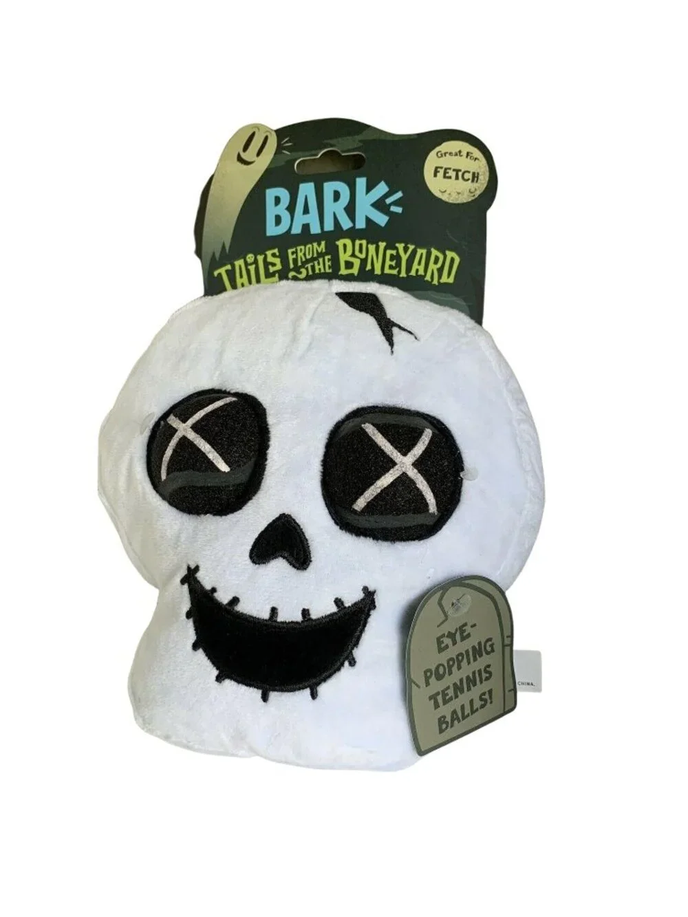Bark Box Halloween Dog Chew Toy Fetch Eye Pop Skeleton Tails Boneyard Balls 3 Pc